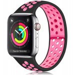 Wholesale Breathable Sport Strap Wristband Replacement for Apple Watch Series Ultra/9/8/7/6/5/4/3/2/1/SE - 49MM/45MM/44MM/42MM (Black Pink)